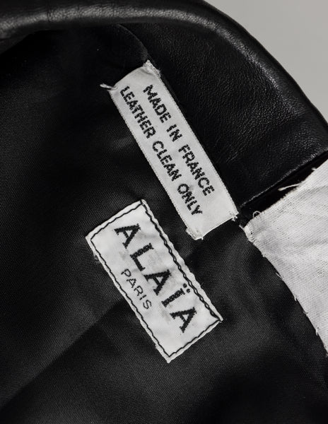 Alaia Vintage AW 1983 Iconic Cropped Black Leather Bolero Jacket