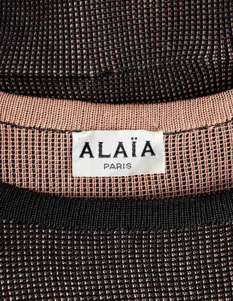 Alaia Vintage Rare SS 1985 Black Pink Knit Viscose Oversized Sweater