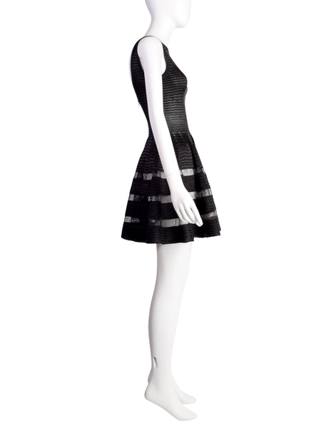 Azzedine Alaia SS 2010 Black Woven Plastic Raffia Web Mini Dress
