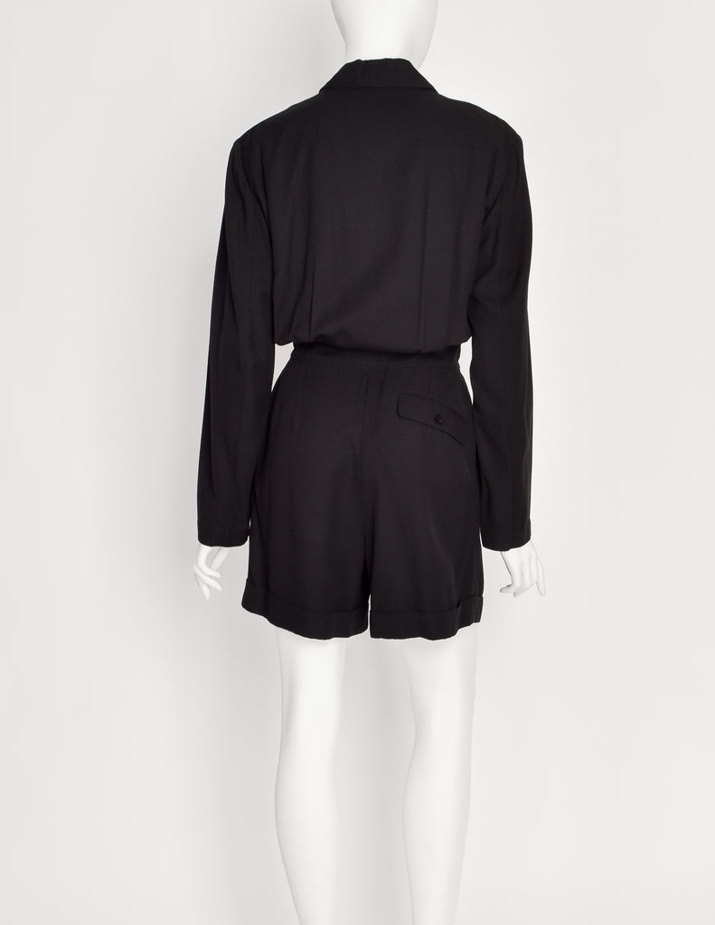 Alaia Vintage Black Collared Long Sleeve Shorts Jumpsuit – Amarcord Vintage  Fashion
