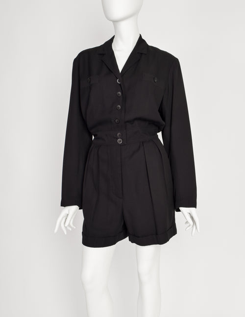 Alaia Vintage Black Collared Long Sleeve Shorts Jumpsuit – Amarcord Vintage  Fashion