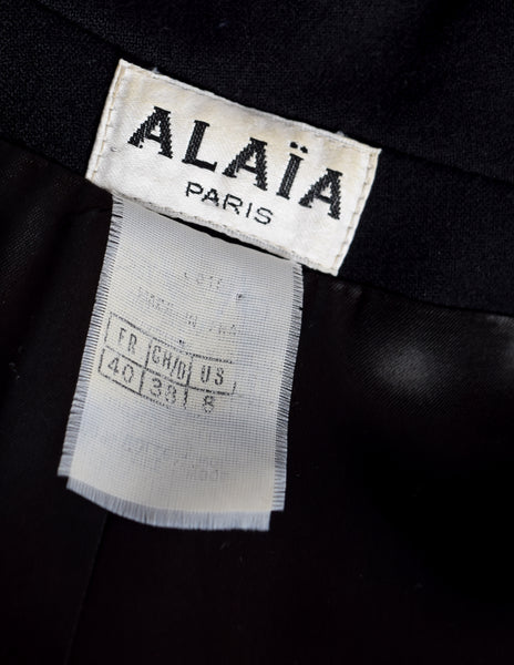 Alaia Vintage Black Wool Tailored Panel Blazer Jacket