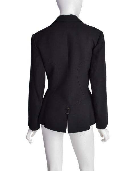 Alaia Vintage AW 1991 Black Wool Tailored Panel Blazer Jacket