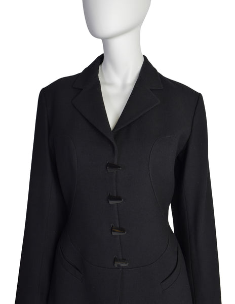 Alaia Vintage AW 1991 Black Wool Tailored Panel Blazer Jacket