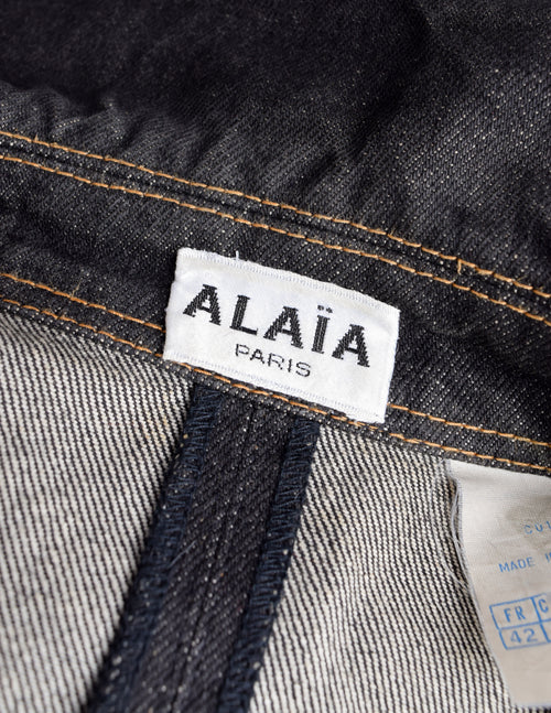 Alaia Vintage ICONIC 1986 Documented Nipped Waist Denim Moto