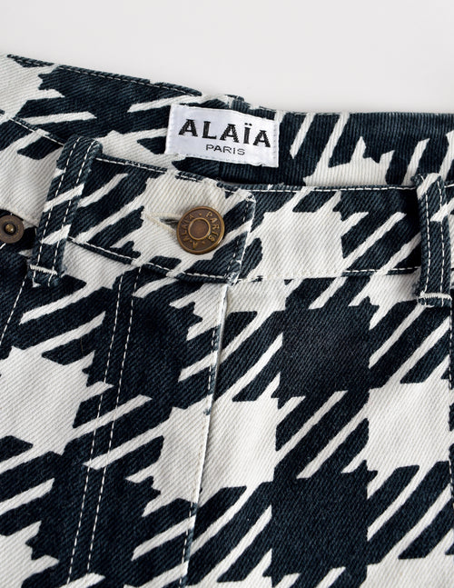 Alaia Vintage Iconic SS 1991 Tati Houndstooth Check Black and