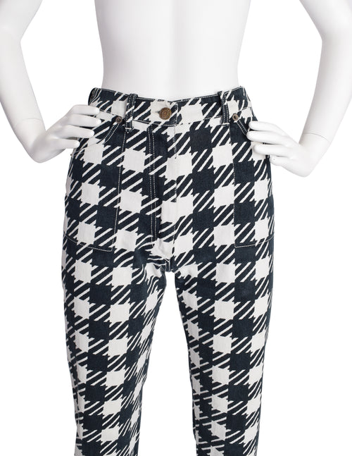 Azzedinne Alaia Tati 1991 コラボ　デニム Alaia Vintage Iconic SS 1991 Tati Houndstooth Check Black and