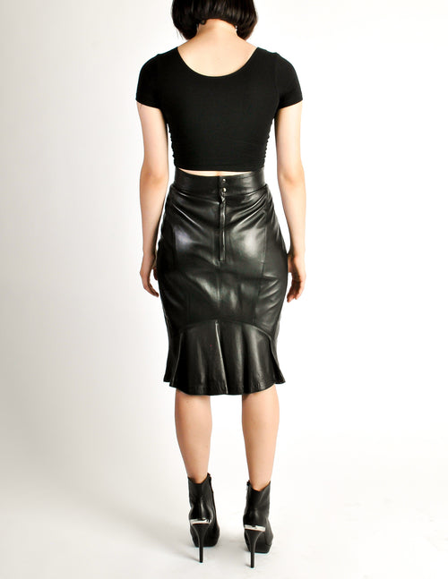 Alaia pleated deals leather skirt