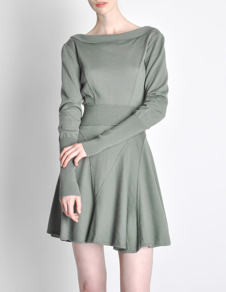 Alaa Vintage Sage Green Deep V Back Dress Amarcord Vintage Fashion Alaa Vintage Sage Green Deep V Back Dress Amarcord Vintage Fashion