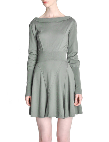 Alaïa Vintage Sage Green Deep V Back Dress