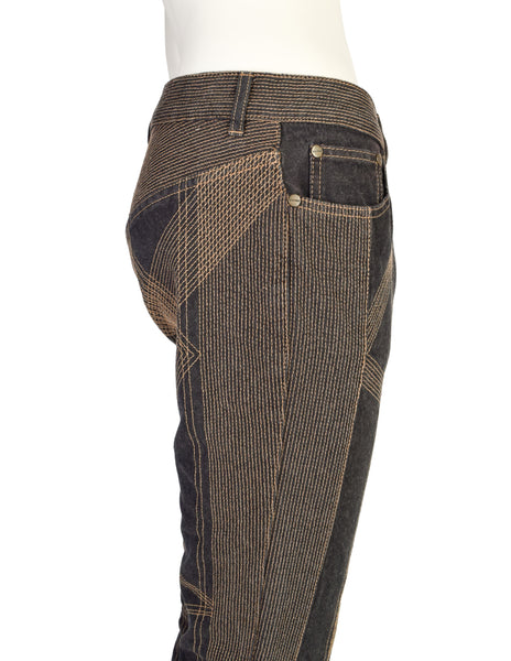 Alexander McQueen Vintage AW 2002 Iconic 'Supercalifragilistic' Stitch Detailed Low Rise Jeans