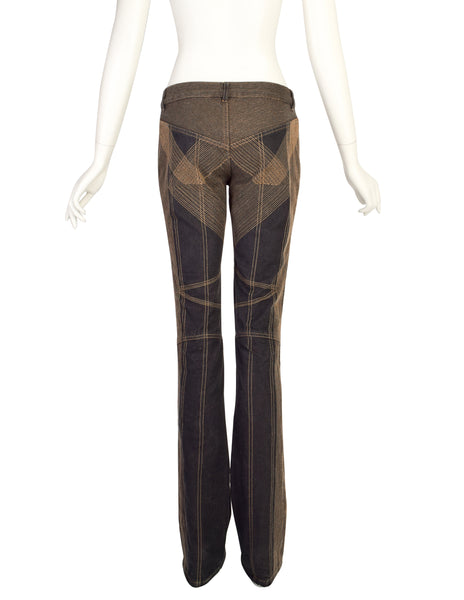 Alexander McQueen Vintage AW 2002 Iconic 'Supercalifragilistic' Stitch Detailed Low Rise Jeans