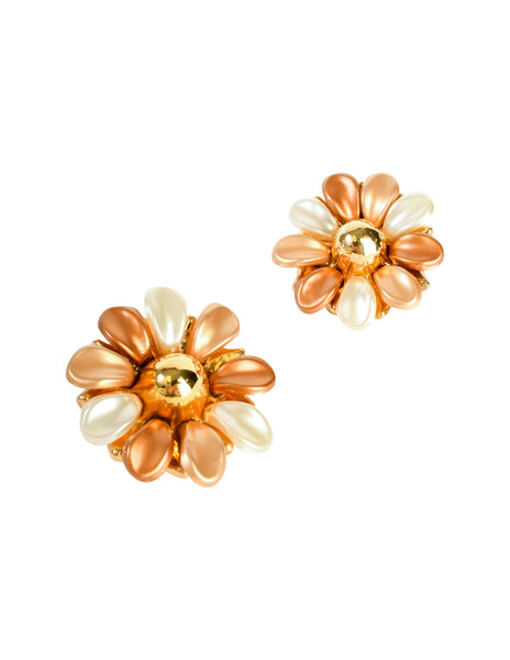 Alexis Lahellec Vintage 1980s Rare Outstanding Statement Flower Bracelet and Earrings Set