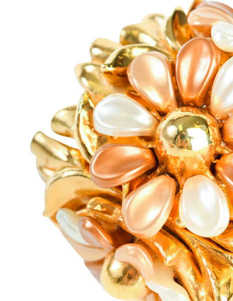 Alexis Lahellec Vintage 1980s Rare Outstanding Statement Flower Bracelet and Earrings Set