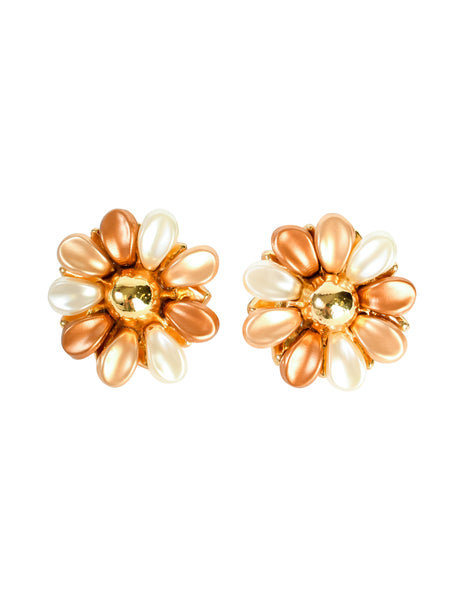 Alexis Lahellec Vintage 1980s Rare Outstanding Statement Flower Bracelet and Earrings Set