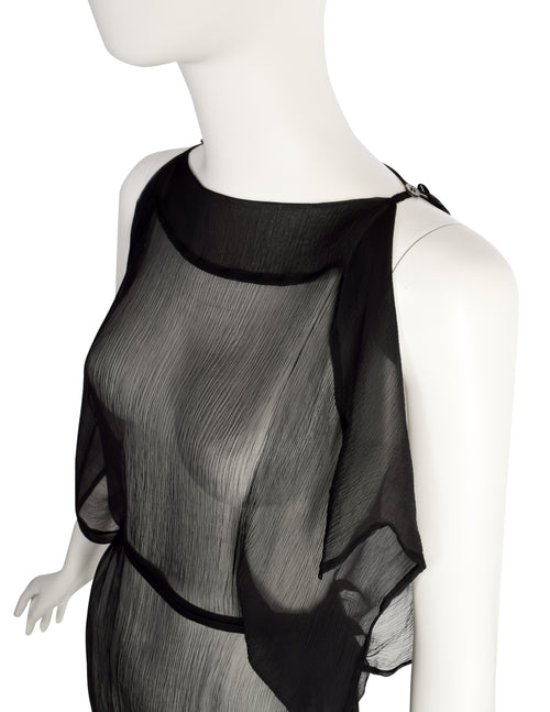 Ann Demeulemeester Vintage 1990s Stunning Sheer Black Silk Full Length –  Amarcord Vintage Fashion