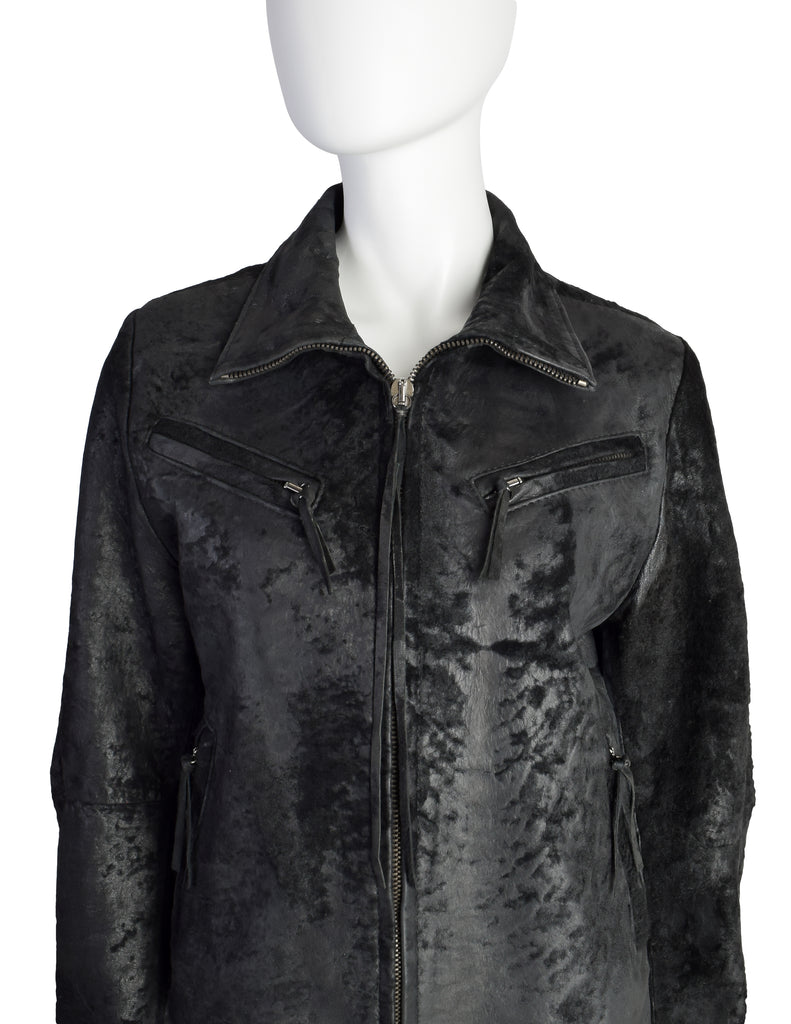 Ann Demeulemeester Vintage AW 2002 Black Patinated Raw Leather