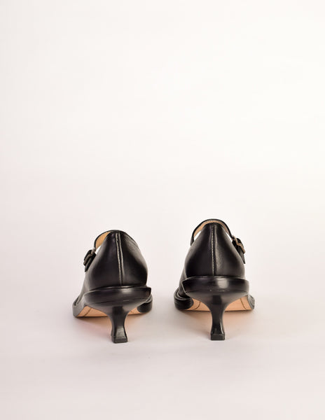 Ann Demeulemeester Vintage Black Leather Mary Jane Heels Shoes