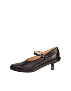 Ann Demeulemeester Vintage Black Leather Mary Jane Heels Shoes - Amarcord Vintage Fashion
 - 1