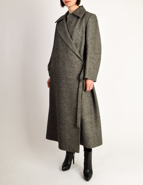 Ann Demeulemeester Vintage Grey Felted Wool Wrap Coat – Amarcord