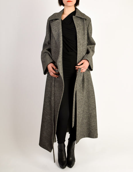 Ann Demeulemeester Vintage Grey Felted Wool Wrap Coat