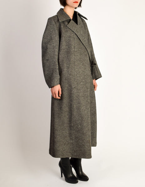 Ann Demeulemeester Vintage Grey Felted Wool Wrap Coat