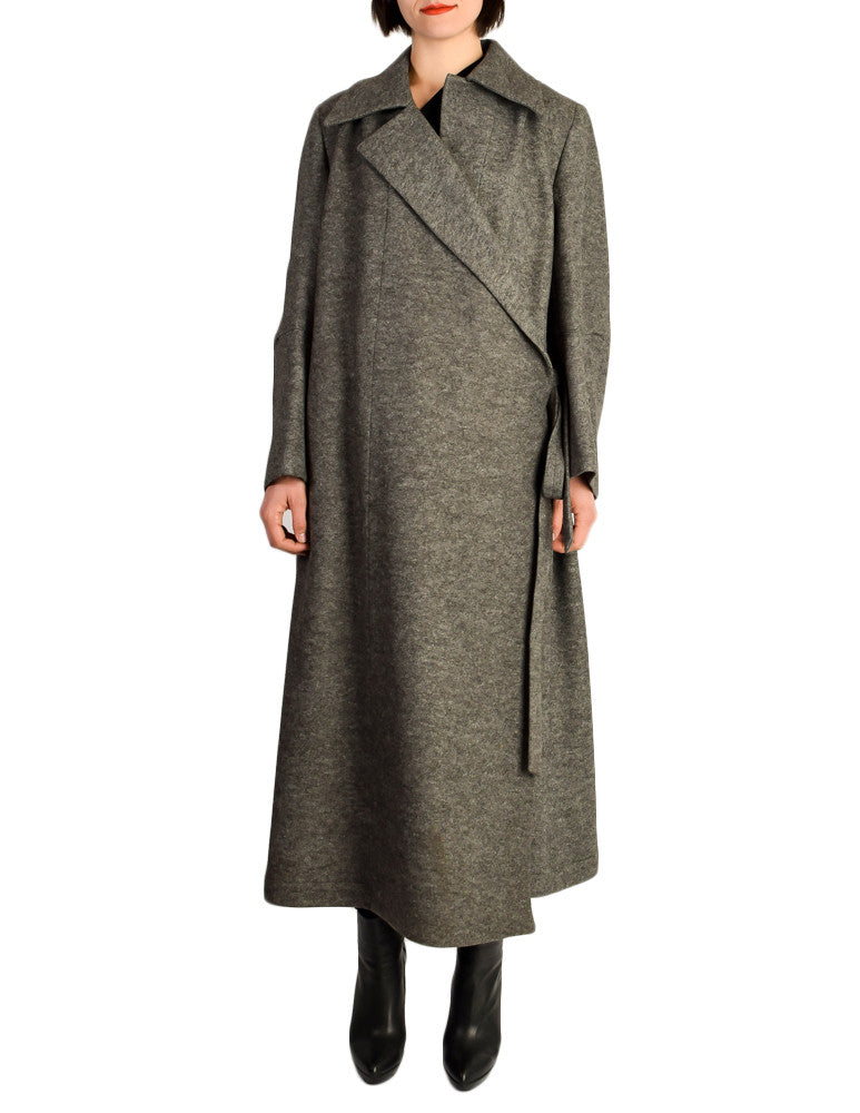Ann Demeulemeester Vintage Grey Felted Wool Wrap Coat