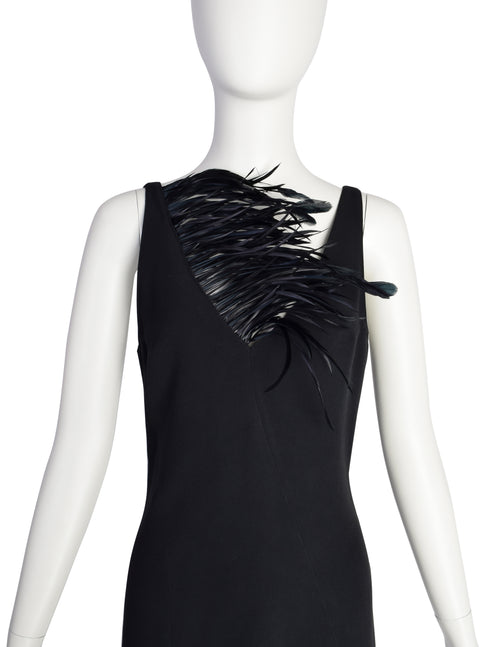 Anna Molinari Vintage Black Dramatic Feather Neckline Sheath Dress –  Amarcord Vintage Fashion