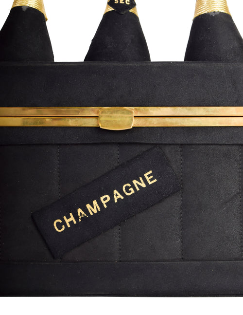 Anne Marie Paris Vintage 1940s Champagne Bottle Black Suede Gold Box B –  Amarcord Vintage Fashion