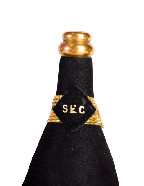 Anne Marie Paris Vintage 1940s Champagne Bottle Black Suede Gold Box Bag
