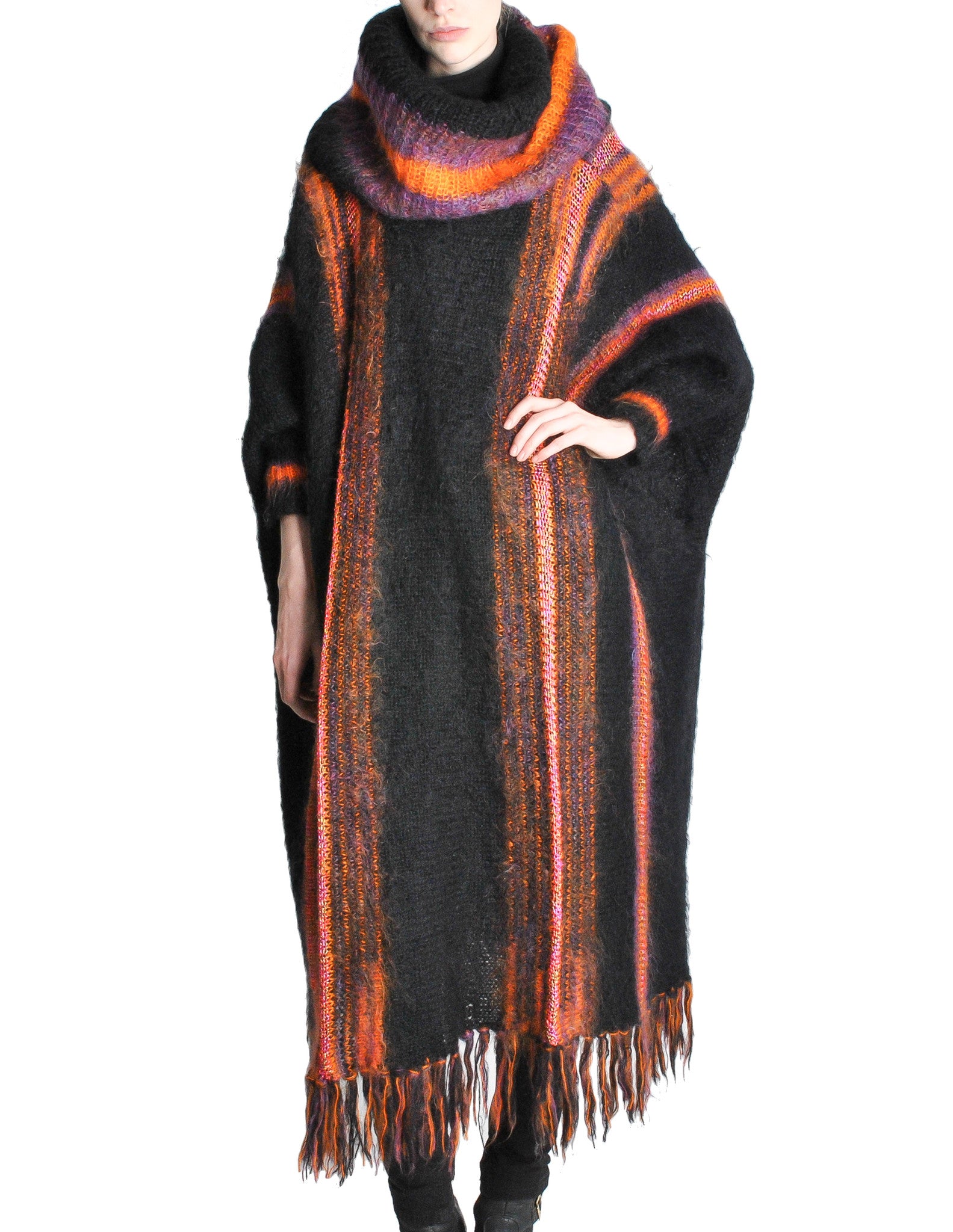 B. Altman & Co. Vintage Striped Knit Mohair Poncho