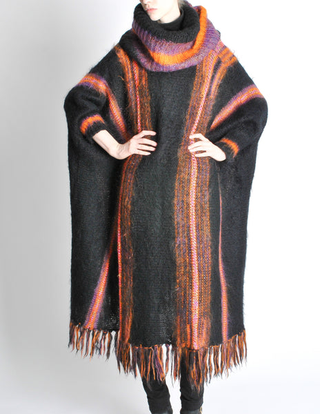 B. Altman & Co. Vintage Striped Knit Mohair Poncho