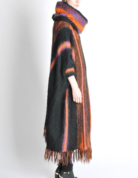 B. Altman & Co. Vintage Striped Knit Mohair Poncho
