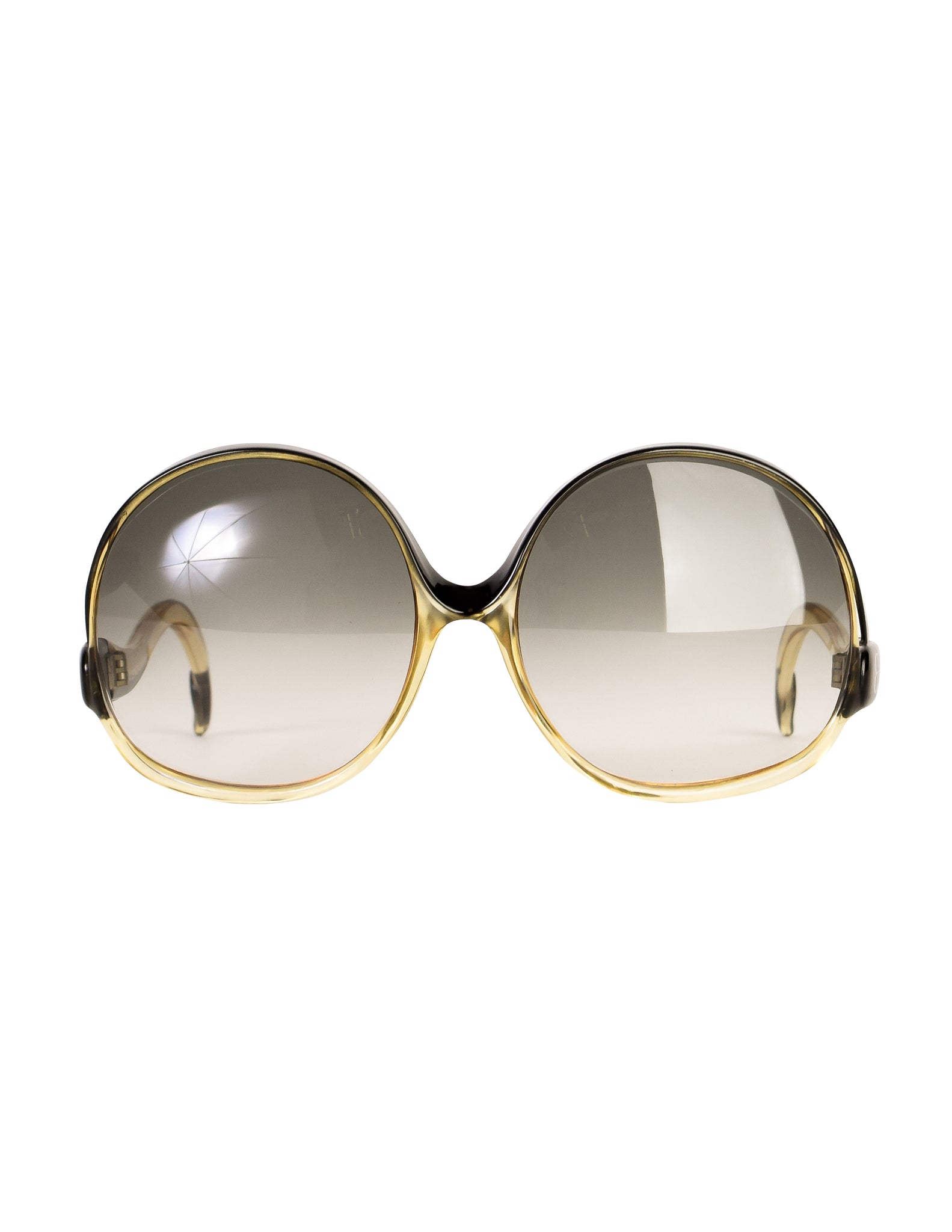 Balenciaga Vintage Oversized Black Amber Curved Arm Sunglasses