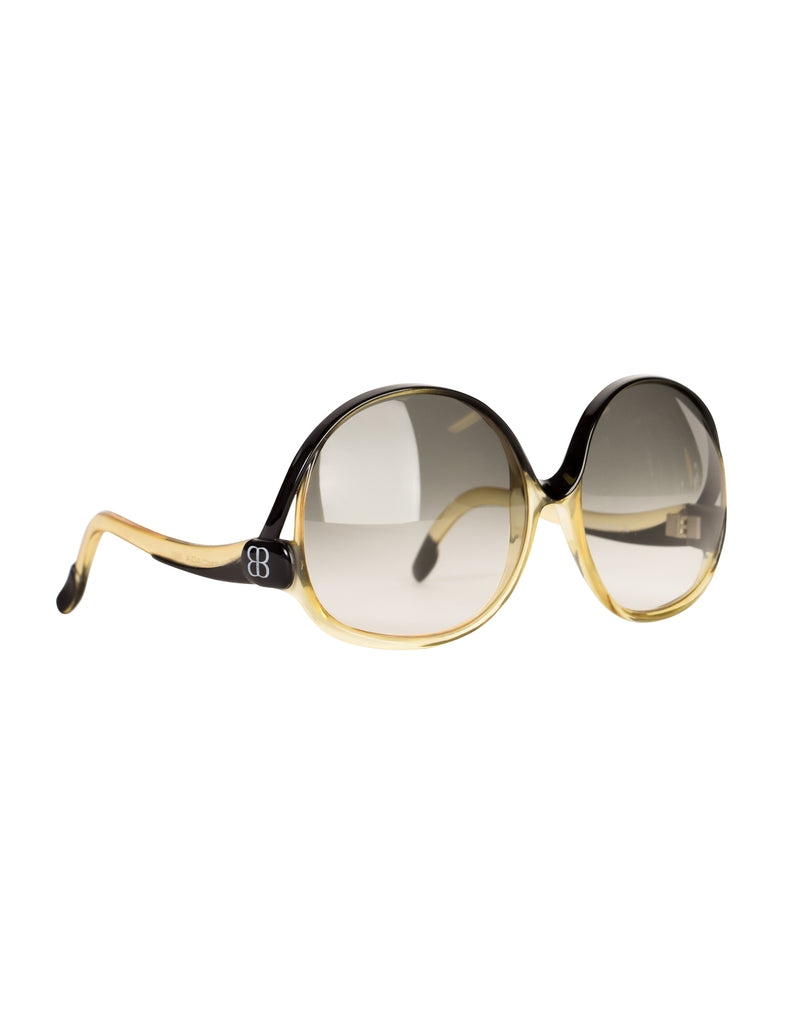 Balenciaga Vintage Oversized Black Curved Arm Sunglasses – Amarcord Vintage Fashion