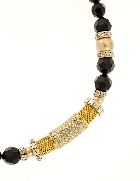 Balenciaga Vintage Black & Gold Rhinestone Necklace - Amarcord Vintage Fashion
 - 3