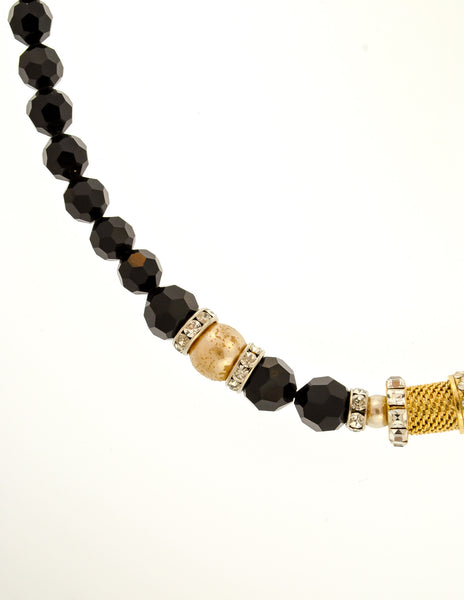 Balenciaga Vintage Black & Gold Rhinestone Necklace - Amarcord Vintage Fashion
 - 5