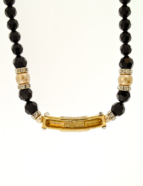 Balenciaga Vintage Black & Gold Rhinestone Necklace - Amarcord Vintage Fashion
 - 4