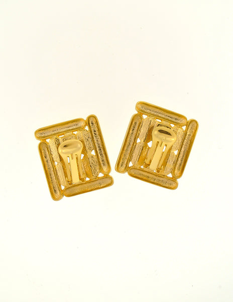 Balenciaga Vintage Gold Rhinestone Earrings