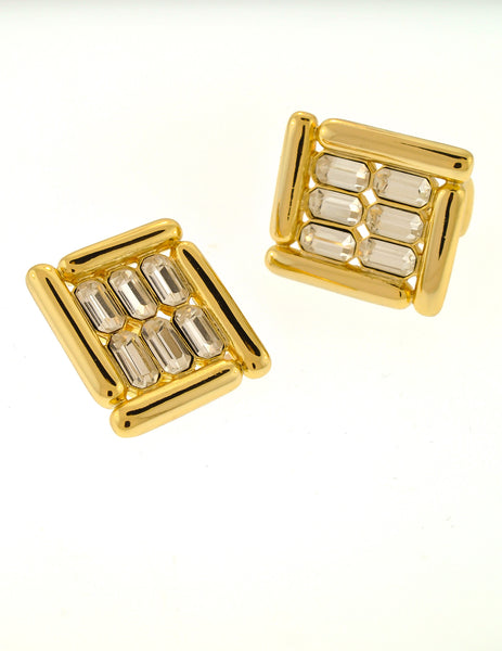 Balenciaga Vintage Gold Rhinestone Earrings