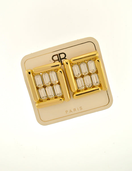 Balenciaga Vintage Gold Rhinestone Earrings