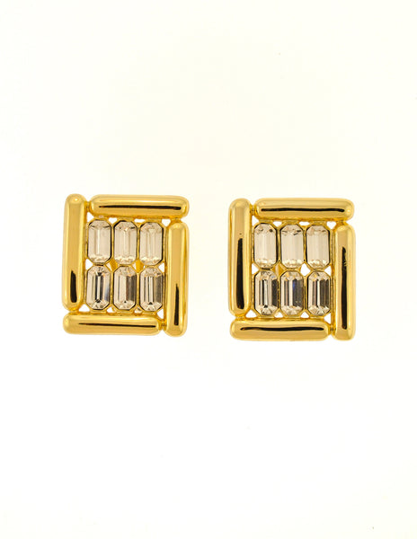 Balenciaga Vintage Gold Rhinestone Earrings