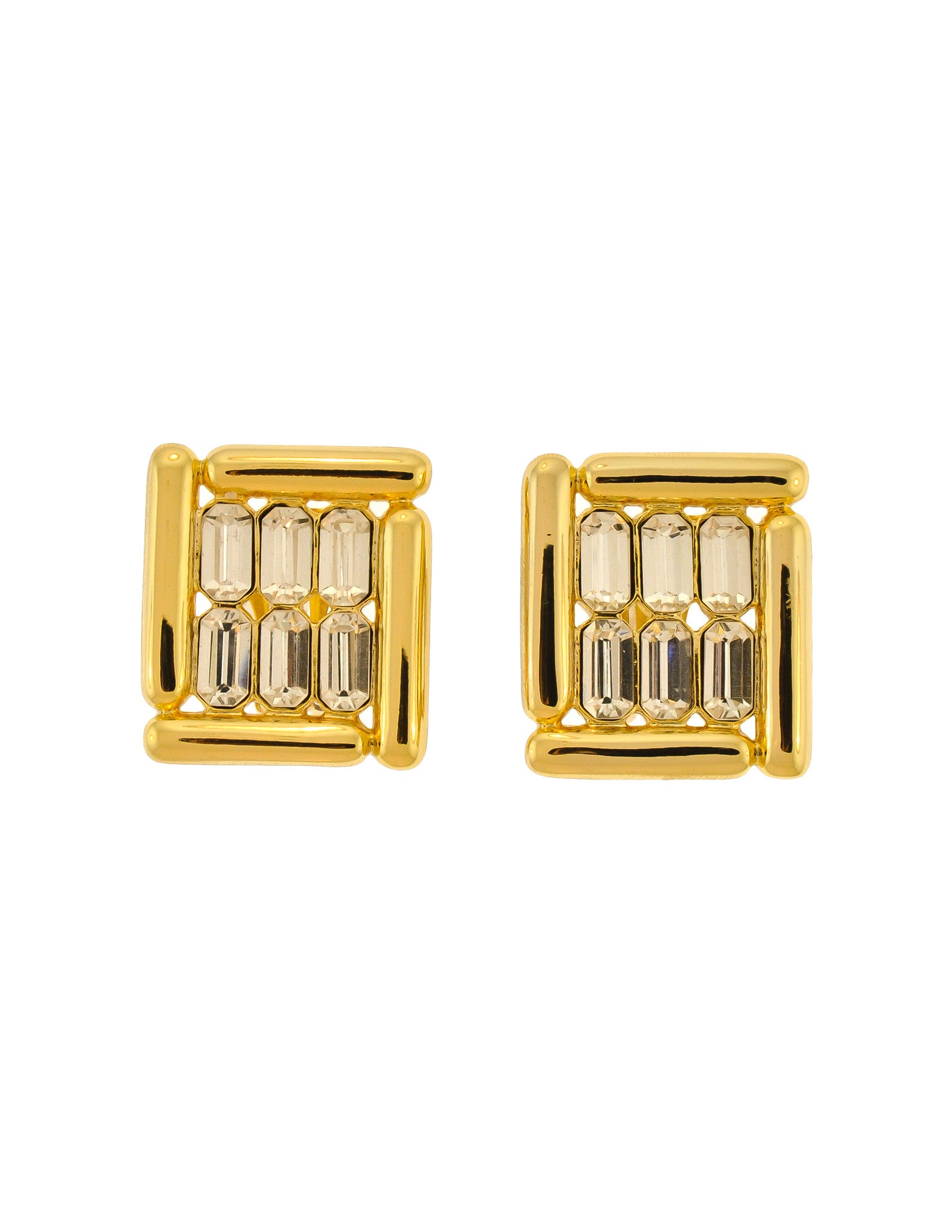 Balenciaga Vintage Gold Rhinestone Earrings