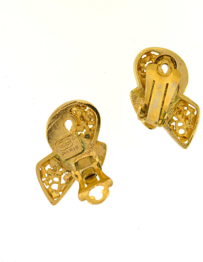 Balenciaga Vintage Seafoam Enamel Gold Twist Earrings Amarcord Vintage Fashion