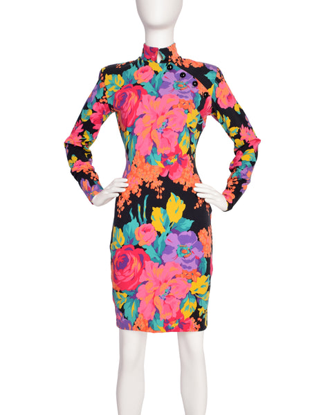 Betsey Johnson Punk Label Vintage Vibrant Floral Body Con Dress