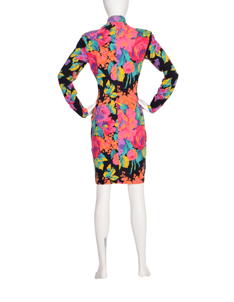 Betsey Johnson Punk Label Vintage Vibrant Floral Body Con Dress