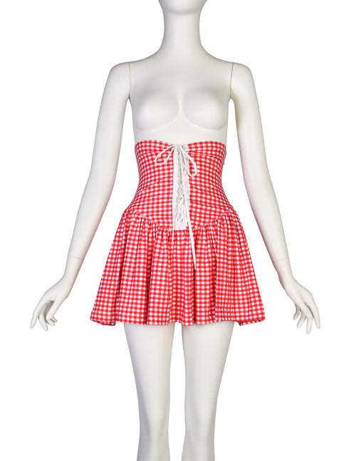 Betsey Johnson Punk Label Vintage Red White Gingham Ultra High Waist L Amarcord Vintage Fashion Betsey Johnson Punk Label Vintage Red White Gingham Ultra High Waist L Amarcord Vintage Fashion