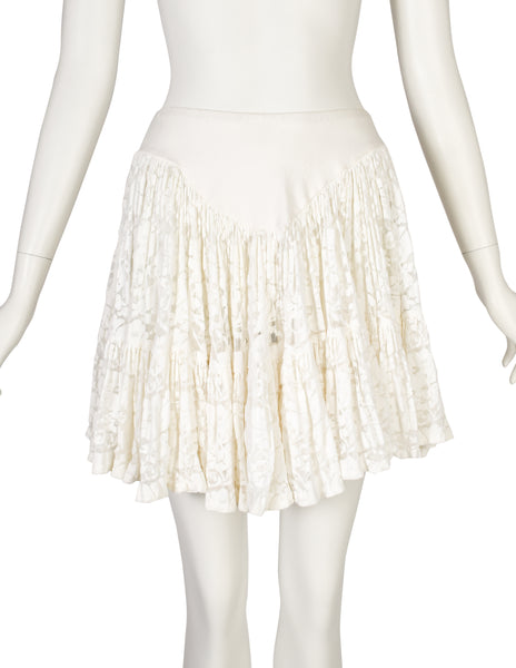 Betsey Johnson Punk Label Vintage White Lace Mini Skirt