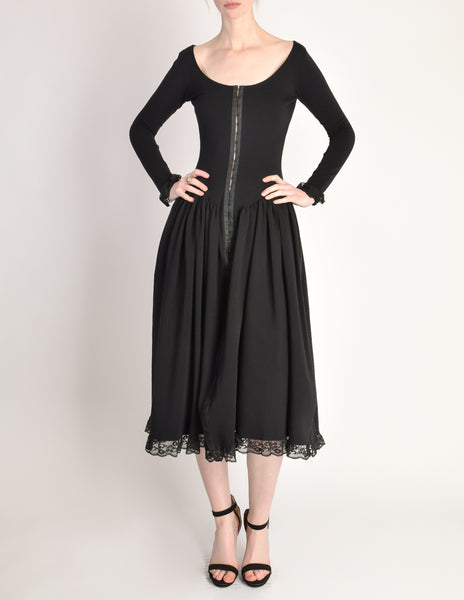 Betsey Johnson Punk Label Vintage Hook and Eye Black Lace Dress