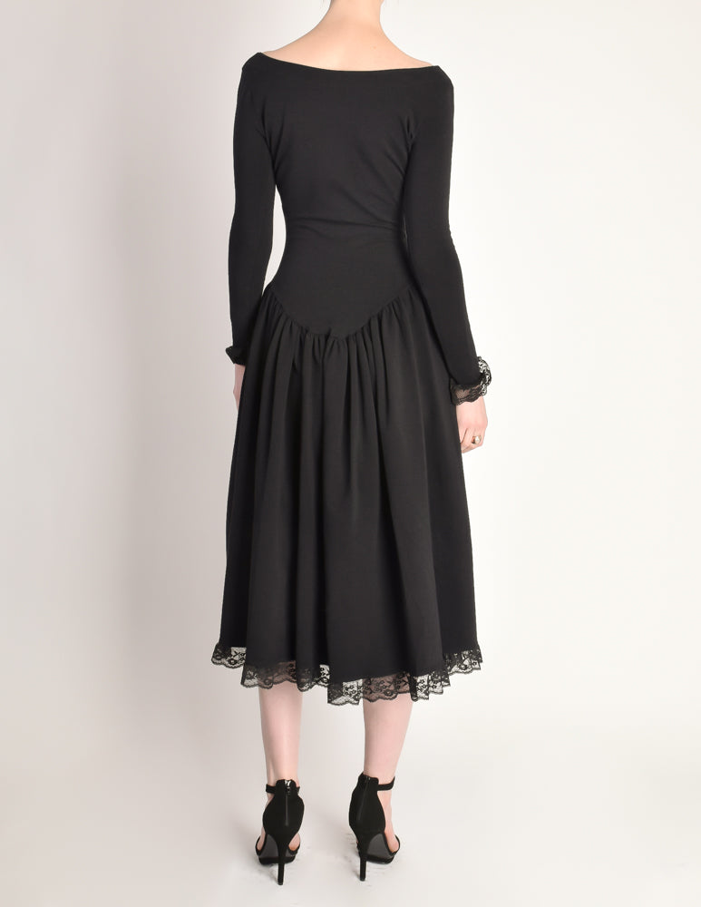 Betsey Johnson Punk Label Vintage Hook and Eye Black Lace Dress Amarcord Vintage Fashion Betsey Johnson Punk Label Vintage Hook and Eye Black Lace Dress Amarcord Vintage Fashion